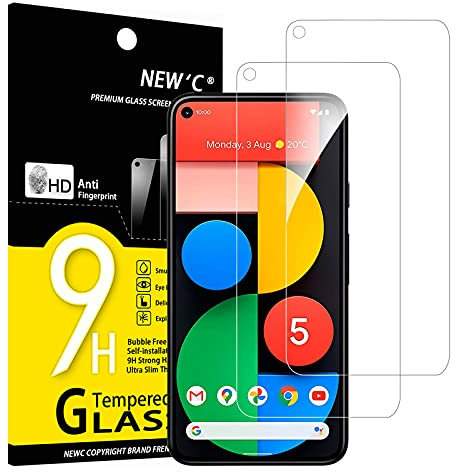 NEW'C 2 Stück für Google Pixel 5 5G für Panzerglas, Frei von Kratzern, 9H Härte, HD Displayschutzfolie, 0.33mm Ultra-klar, Ultrabeständig