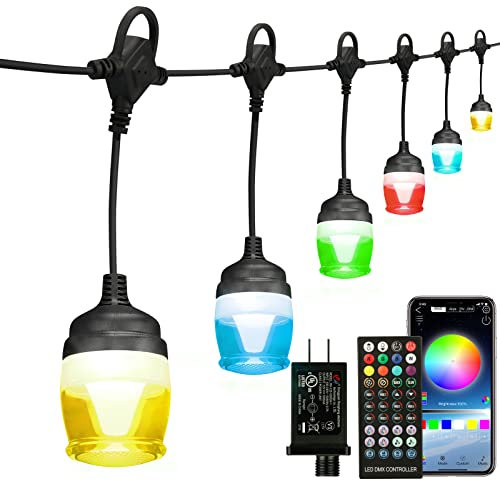 Enteenly Wasserdichte Lichterkette, 10m Outdoor Lichterkette mit Mehrfarbig Wechselnder Fernbedienung Bluetooth App-Steuerung, Musiksynchronisation mit EU-Stecker