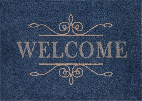 Casita Living Design Welcome Blue 50x70 cm, innen und außen, waschbar, dunkelblau