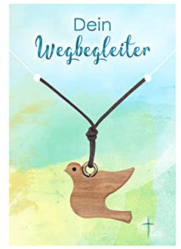 Fritz Cox Olivenholz-Anhängerzum umhängen mit Kordel | natürliches Olivenholz | Kette für Kinder, Mädchen, Jungen, Fraun und Männer (Taube)