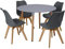 Charles Jacobs Grey Circular Dinner Table Set with 4 Dining Chairs - Grey