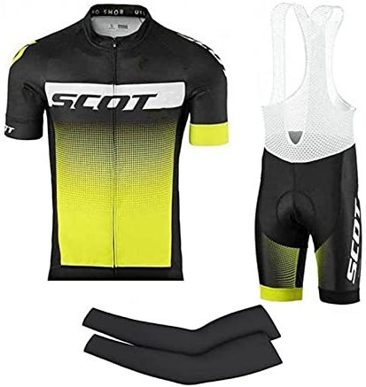 KAISUN Herren Radtrikot Set Kurzarm, Fahrrad Trikot Radsport-Shirt + Trägerhose mit Sitzpolster, Atmungsaktives Fahrrad Anzüge mit Ärmeln (Color : TYP-12, Size : XXL)