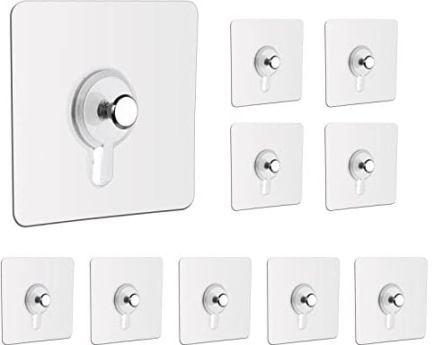 Klebe Schrauben, 12 Stück Klebenägel Klebehaken Transparent, Bilderhaken Selbstklebend,Magische Haken, Wandbefestigung ohne Bohren, 2 Größen 8mm 9mm,für BadezimmerKüche, Fotos, Dekorative Gemälde