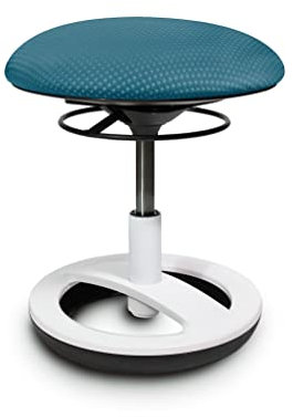 TOPSTAR Sitzhocker Sitness Bobby für Kinder, Standfußring Alu weiß lackiert, Stoff, Petrolblau SU83CR5