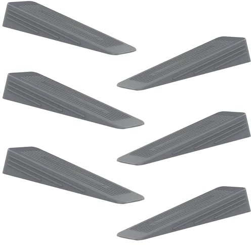 AFFIXERS Pack of 6 Door Stoppers for Floor Anti-Skid, Durable, and Heavy Duty Rubber Door Stop | Ideal for All Types of Surfaces |Grey Door Wedges