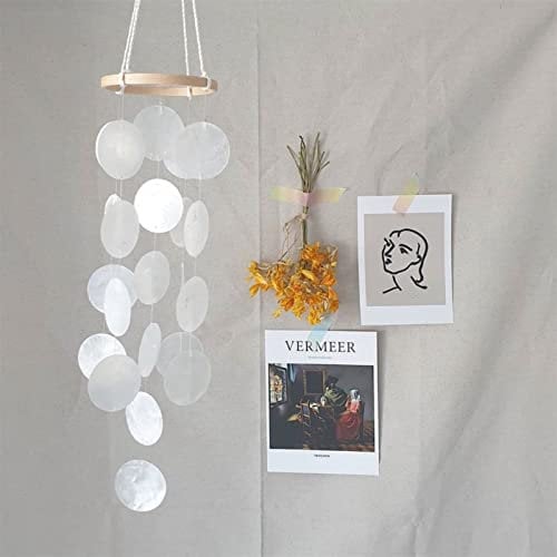 ZOYIEP Boho Deko Muschel Traumfänger Girlanden 43 cm Länge Weiß Windspiel, Anhänger Retro Capiz Muscheln (Weiß)