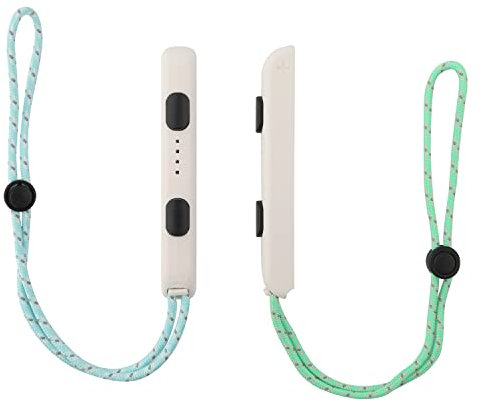 TOYMIS 2pcs Bracelet Nintendo Switch, Paire de Dragonnes pour Poignet avec Corde Verte & Bleue, Manette Accessoires Réglable Élastique Contrôleur Bracelet pour Switch Joycon Controller (Blanc)