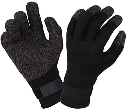 Tauchhandschuhe 3 mm Neopren-Tauchhandschuhe, schnittfest, halten warm for Schnorcheln, Paddeln, Surfen, Kajakfahren, Kanufahren, Speerfischen, Wassersport Neoprenanzug-Handschuhe ( Color : Kevlar-Bla