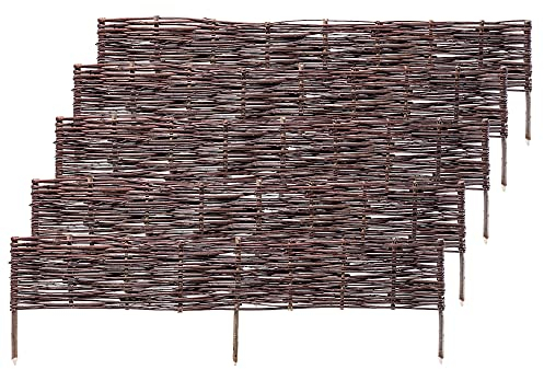 KADAX Palissades en Osier Naturel pour Jardin, Clôtures Décoratives pour Délimiter, Orner et Sublimer Votre Espace Exterieur (120 x 40 cm, Lot de 5)