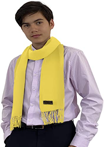 CJ Apparel Herren-Schal, nepalesisch, einfarbig, modisch, für Gesicht / Hals, handgefertigt in Nepal, gelb, Einheitsgröße