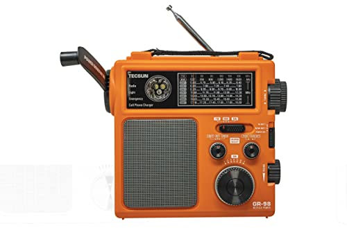 Tecsun GR-98 Hand Crank DSP AM/FM & 7-Band Shortwave Emergency Radio, Color Orange