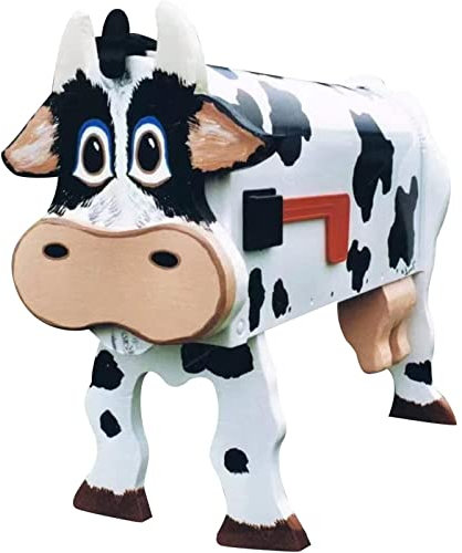 Colorful Outdoor Einzigartiger Kuh-Briefkasten, niedlicher Tier-Briefkasten, Gartendekoration, kreative Persönlichkeitsdekoration (White, One Size)
