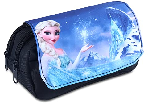 YAXMME Frozen Trousse,Trousse Reine des Neiges,Trousse Garnies Elsa,Frozen Plumier, 2 Compartiments,Grande Capacité Trousse à Crayons pour Trousse Scolaire Garcon Fille Ado