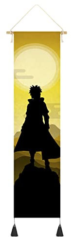 DigiTizerArt Hanging Poster Canvas Wall Art Painting of Anime Characters Cartoon Role Silhouette Effect Wall Tapestry With 2 Tassels And Wooden Hanging Rod Wall Decor Decoration For Room (Style-A)