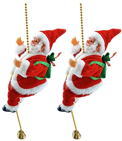 Kletter Weihnachtsmann, Kletternder Weihnachtsmann Santa Crawl, Kletternder Weihnachtsmann am Seil Indoor und Outdoor,Elektrisch Weihnachtsmann Auf Leiter Kletternder, Lustiger (B, One Size)