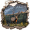 Samunshi® Wandtattoo Wandriss mit Hirsch Fenster in andere Welt Wanddekoration Wandsticker für Wohnzimmer Küche Wandaufkleber Wanddeko 30x30cm