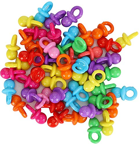 Schnuller aus Acryl, 100 Stück, lebendige Farbe und Qualität, nachhaltiges Baby-Taufendekor, beruhigendes Spielzeug Emotionen mit (gemischte Unifarben)