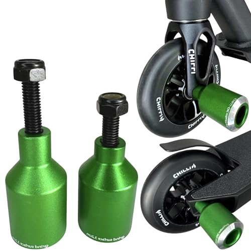 Scooters Chilli Pro Scooter Barrel Stunt-Scooter Pegs Tret Roller Grind Stangen mit Achsen + Fantic26 Sticker (Rocket Grün)