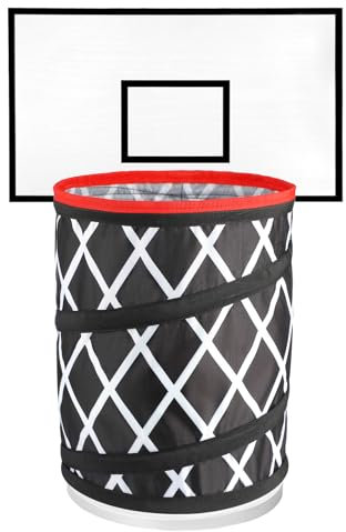 MORNING SUN Mini Panier de Basket pour Pliable Poubelle avec Bois Panneau,Ldées Cadeaux pour Fans de Basketball,Petite Corbeille à Papier pour Maison,Chambre D'enfants,Bureau,16L,25x30 cm