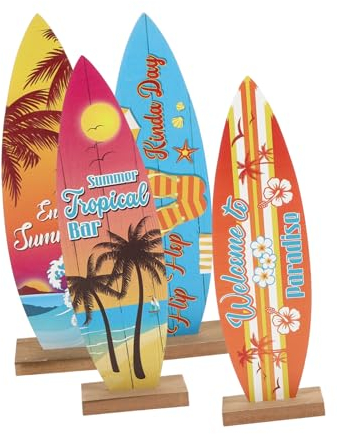 Warmhm 4stücke Holz Surfbrett Deko Ornament Miniatur Schmuck Für Schreibtisch Kinderzimmer Strand Sommerdekor Handwerk Figurine Meeresmodell