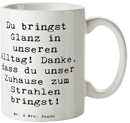 Mr. & Mrs. Panda Tasse Spruch Glanz Putzfrau - Geschenk, sauberes Zuhause, Danke, Teetasse, Danke sagen, Kaffeetassen, unermüdlicher Einsatz,