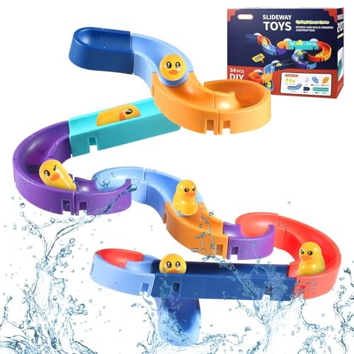 Jouets de Bain,Jouets de Bain pour Enfants,Jouet de Bain Cascade Interactif,Piste avec Toboggan Aquatique,Ventouse Jouets,pour Enfant 3 4 5 Ans,Jouet pour Filles Garçons