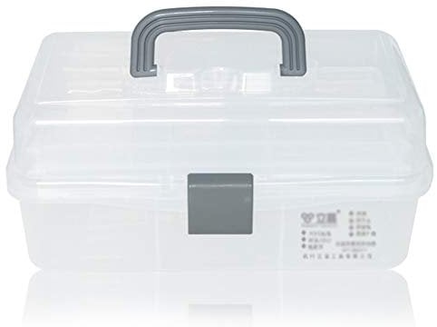 LHGDMJO Makeup Storage Pencil Case Folding Craft Box Art Painting Tool Painting Toolbox Nail Supplies Storage(Clear)