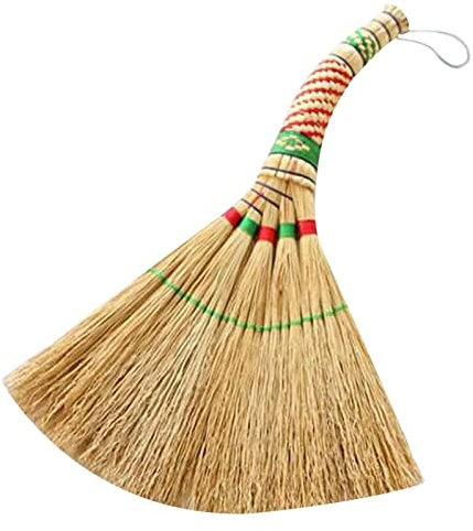 MLLDM La Escoba de la Paja de arroz Limpieza pequeña de la Superficie Protección Ambiental Suave Sin una manija Curvada estática Hecho a Mano Usted Puede Colgar (Tamaño: 38x28cm)