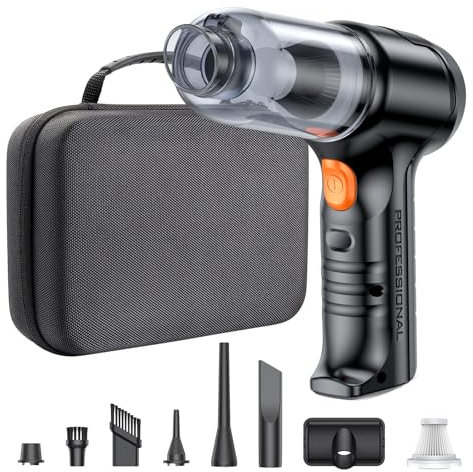 SEALIGHT Handheld Vacuum Cleaner, 21000 Pa Powerful Cordless Car Vacuum Cleaner with Two Batteries, Powerful Portable Vacuum Cleaner, Mini Cordless Vacuum Cleaner for PC Home Car Office Sofa (Blue)