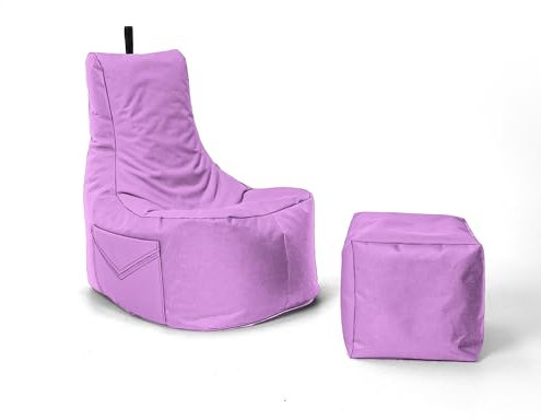 Nadimaideal Gaming Sitzsack XXL mit Hocker für Kinder, Teenager & Erwachsene | Indoor & Outdoor | Bodenkissen - Sessel - Beanbag bereits gefüllt | Füllung EPS Perlen (Flieder, Einfarbig)