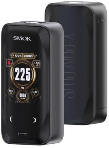 SMOK X-Priv Plus Mod 225W Unterstützung 18650 Batterie (nicht enthalten) Unterstützung TF-D Sub Tank/TFV9 Tank/TFV18 Mini Tank E-Zigaretten Box Mod Vape DTL Vaporizer Kein Nikotin (Black)