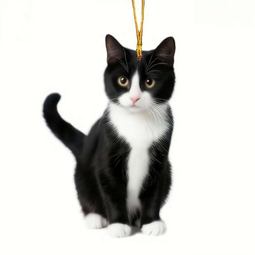 Deals of Today Prime Christmas Lovely Cats Ornaments, 2D Cute Black White Cats Hanging Ornaments for Christmas Tree Decorations, Pendant for Car Home Decor, Gifts for Christmas Cat Lovers