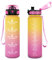 Vikastar Botella Agua 1 Litro, Motivacional Botella de Agua, Marcador de Tiempo, Botella Agua Gimnasio, Prueba de Fugas, Cantimplora, Reutilizable, Botella para Escuela, Camping, Amarillo-Rosa