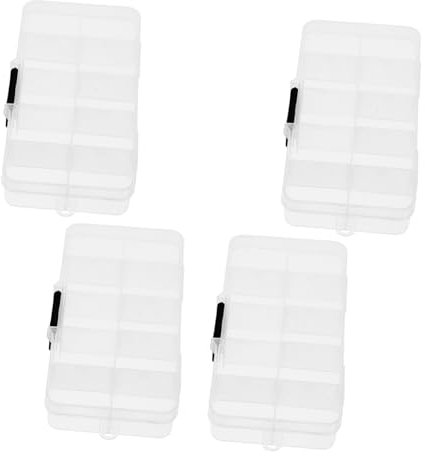 minkissy 4pcs Nail Art Storage Box Organizer Case for Manicure Decor Compartments Empty Nail Tips Box