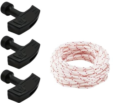AMENGJ Starterseil Für Rasenmäher Rückstoßstarterseil, 10 m * 3,0 mm Zugseil-Startergriffe for Benzin-Rasenmäher-Motorteile(10m-3handle)