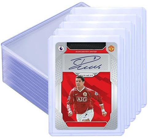 flintronic 100PCS Hard Card Sleeves, Extra Thick Standard Size Card Sleeves, Sturdy Trading Cards Sleeves Card Protector Sleeves Compatible with Yu-Gi-Oh, Sports Cards,Baseball Cards (101 * 77mm)