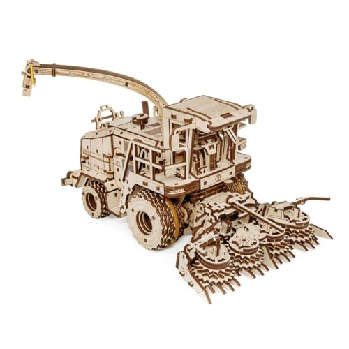 PizazzToy 3D Holz Puzzle Mechanisches FS80 Feldhäcksler, 580 Stück Holzpuzzle Erwachsene Mechanische Montage Modellbausatz Basteln Modell, Geschenke und Dekoration