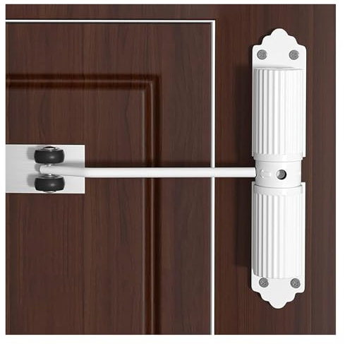 Chiudiporta automatico Chiudiporta for cancelli ad alta resistenza for interni ed esterni, chiudiporta tagliafuoco a molla(White)