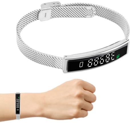 Topiky Smart Armband, Fitness Tracker mit 5.3, Health für, Wasserdicht für Schwimmen, mit App for Step Counter Activity Tracker (Silver)