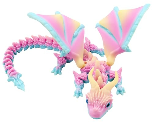 WJMY 3D Gedruckter Drache Groß Drachenei 40CM Flexible Gelenke Beweglich, Schreibtischdekorationen, Spielzeug und Geschenke für Weihnachten Ostern Geburtstage Deko Stressabbau (Pastelltöne)