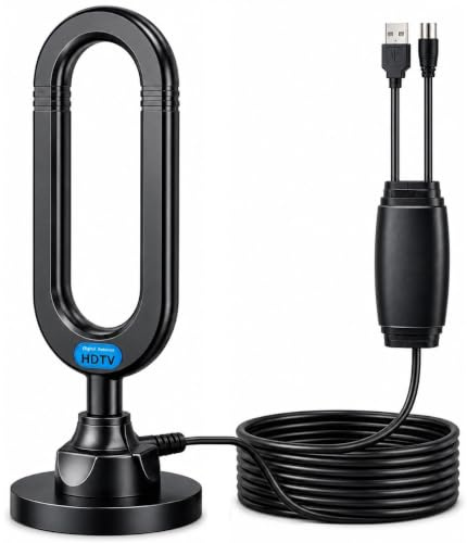 Ariels 2026 - Antenna TV digitale da interni, con ripetitore di segnale per Freeview, antenna TV digitale amplificata 4K 1080P HD con cavo lungo 4,7 m