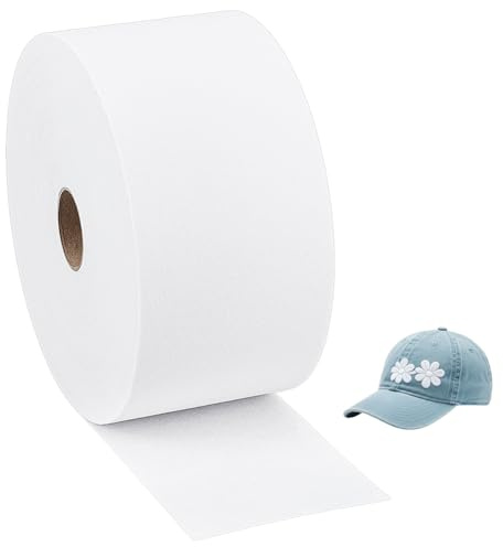 BENECREAT Supporto Stabilizzatore per Ricamo da 91.44 m, Supporto per Ricamo A Strappo Largo 9.5cm, Ideale per Decorazioni Professionali di Cappelli e Berretti, Bianco