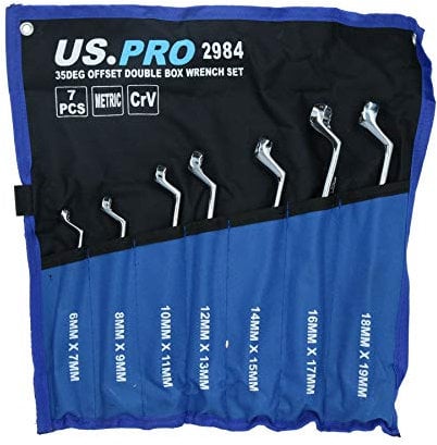 Metric MM 35 Degree Offset Ring Spanner Wrench Set 6mm - 19mm 7pc