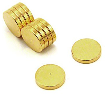 Gold Plattierter Therapie - Magnet Mit Grübchen Auf Nordwand Für Magnettherapie und Schmerzlinderung - 12mm Durchmesser x 2mm Dicke - Packung von 200