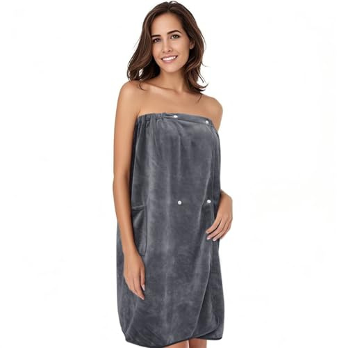 SINLAND Women's Spa Wrap Microfiber Bath Body Wrap, Grey, 32x60