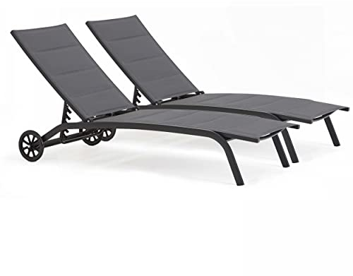 Oviala Sonnenliegen aus Aluminium und Textilen, 2 Stück