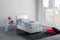 Talamo Italia - Brunella-Einzelbett, Bettkasten mit Stoffbezug, 100 % Made in Italy, Öffnung vorne, inklusive Matratze 80 x 190 cm, Weiß