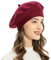 ZLYC Damen Kaschmir Baskenmütze Klassische Französischen Barett Einfarbig Warm Beret (Burgunderfarben),Einheitsgröße