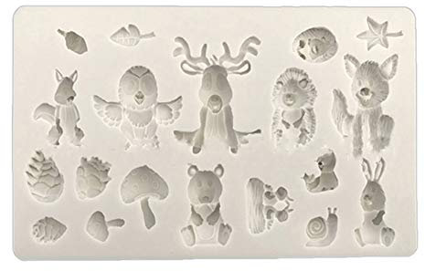 Suministros Moldes Animales De Silicona Torta De La Pasta De Decoración - Zoo De Animales Moldes Para Chocolate Bricolaje Galletas Confites Clay (Ardilla Conejo Ciervos De Sika Erizo Bosque De La Seta
