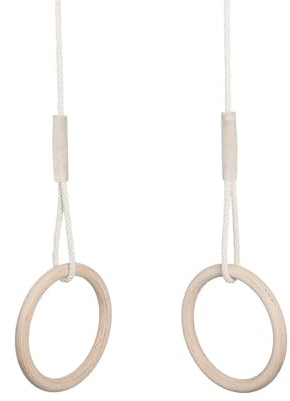 MAMOI® Trapez schaukel, Turnringe aus Holz, Turngeräte für Kinder Indoor und Outdoor, Ringe schaukel, Turnen mit Holzschaukel, Gymnastikringe und Trapezstange